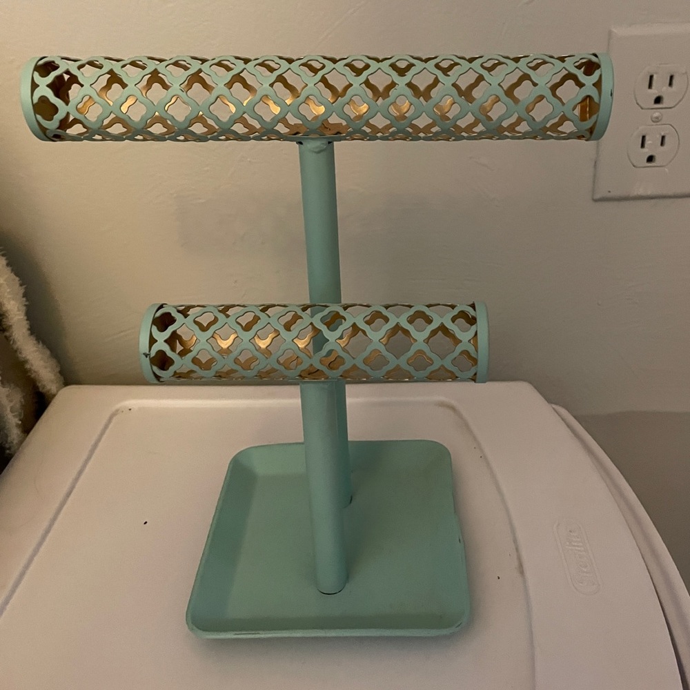 Teal + Gold 2 Row Jewelry Holder